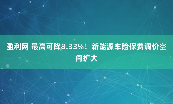 盈利网 最高可降8.33%！新能源车险保费调价空间扩大